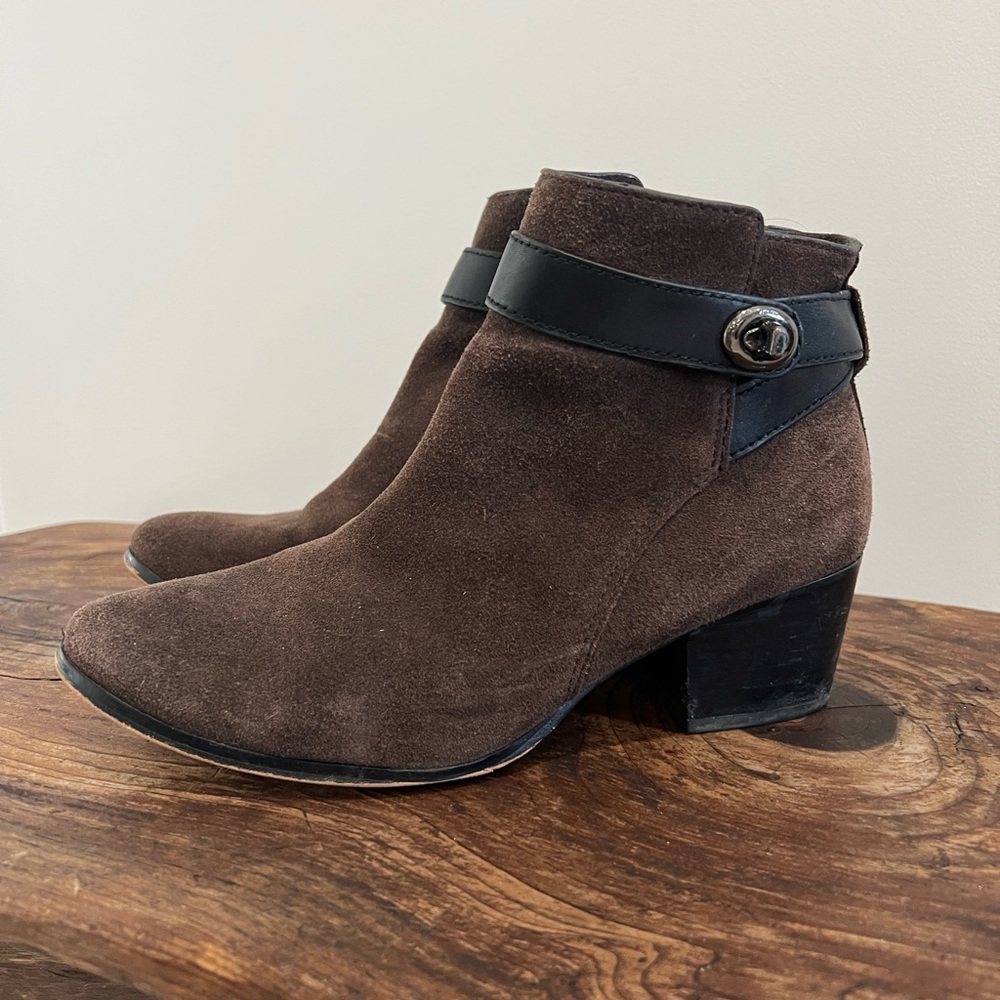 Coach Brown Patricia Suede Ankle Boots